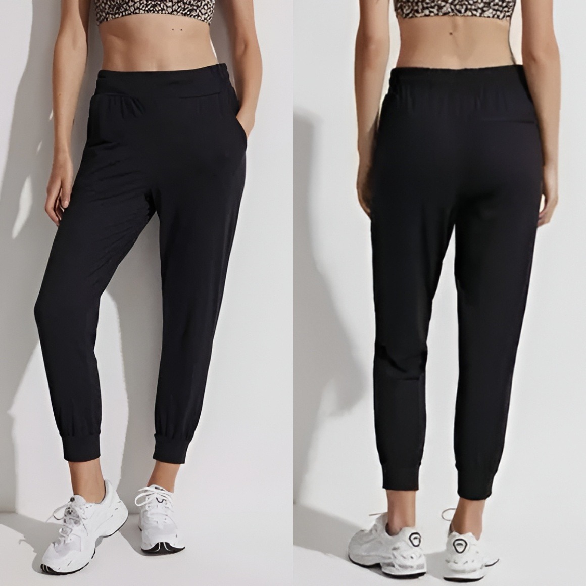 Varley Black Siena Fluid Stretch Jersey Pants Jogger Tapered Size Small